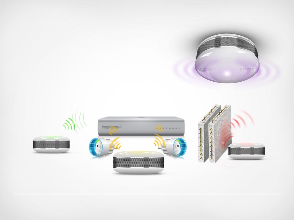 Tester zasiêgu sieci Z Wave Wbudowany w czujnik alarm świetlny LED RGB pozwala na pracê w roli testera zasiêgu sieci Z - Wave.