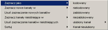 kanały na wybranej liście zostaną przeniesione Okno szukania: (np. szukanie kanałów, szukanie duplikatów): Wybrany kanał zostanie przeniesiony.