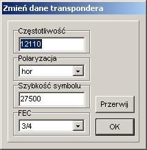 Kliknięcie prawego przycisku myszy na liście transponderów spowoduje rozwinięcie Popup Menu, które umożliwia dostęp do następujących funkcji: Pokaż ułożone według: sortuje transpondery w oryginalnej