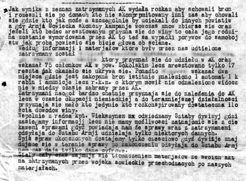 Na str. 43 meldunek sytuacyjny wywiadu AKO za miesiąc maj 1945 r.