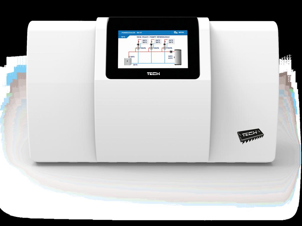 Sterwniki d instalacji grzewczych firmy TECH pzwalają na efektywne i sprawne sterwanie instalacją z wielma źródłami ciepła (np.