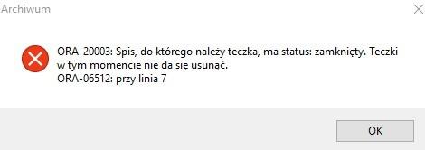 5. Usuwanie teczki ze spisu. UWAGA! Usuwanie teczki jest opcją dostępną wyłącznie dla spisów otwartych i tylko dla operatorów uprzywilejowanych.