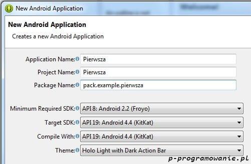 Tak jak wspomniałem wcześniej. Tworząc nowy projekt ustalasz na jakie SDK Androida jest kierowana aplikacja. Oprócz tego należy ustalić minimalne wymagane SDK.