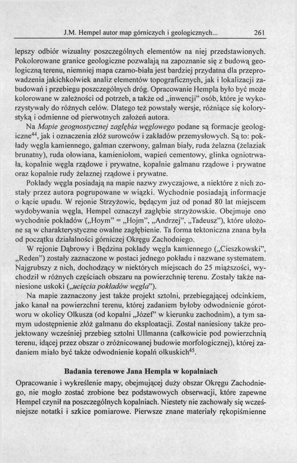 J.M. Hempel autor map górniczych i geologicznych. 261 lepszy odbiór wizualny poszczególnych elementów na niej przedstawionych.