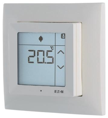 Room Controller Touch Bezprzewodowy termostat z wyświetlaczem LCD Urządzenie sterujące Room Controller Touch firmy Eaton jest nowym elementem systemu rozwiązań do kontroli domów xcomfort.