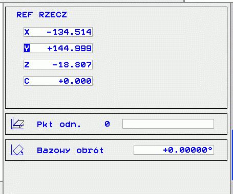 Pozycje i współrzędne Softkey Alokacja Znaczenie Informacje o narzędziach 1 Rodzaj wskazania położenia, np.