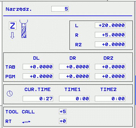 Alokacja Znaczenie 1 Wyświetlacz T: numer i nazwa narzędzia 1 2 3 4 1 1.