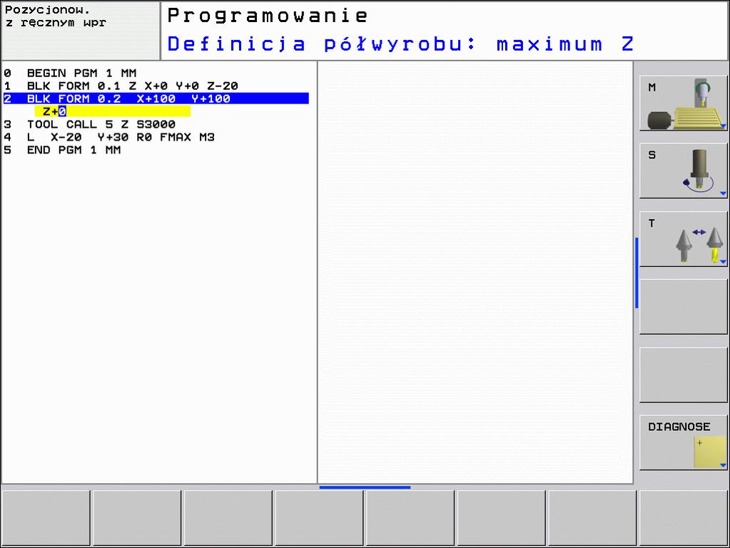 4.4 Otwieranie i zapis programów Otworzenie nowego programu obróbki Program obróbki proszę wprowadzać zawsze w trybie pracy Program wprowadzić do pamięci/edycja.