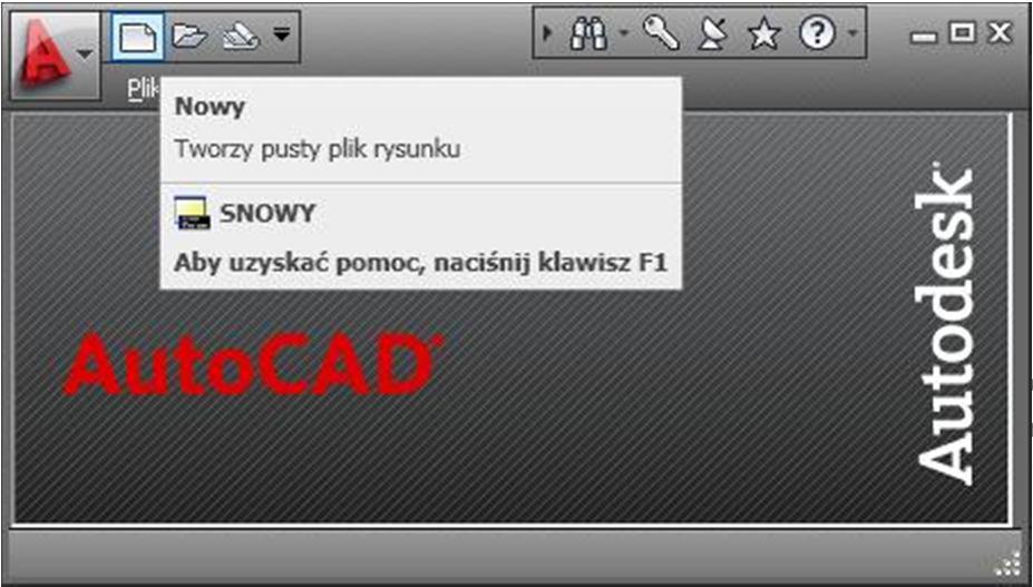 Rozpoczęcie od podstaw jest możliwe z poziomu okna dialogowego Utwórz nowy rysunek, z poziomu okna dialogowego Wybierz szablon lub stosując plik domyślnego szablonu rysunkowego, w przypadku którego