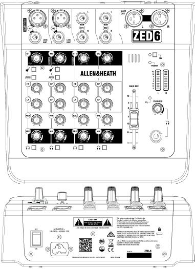 ZED-6 6 Channel Live + Recording Mixer Instrukcja użytkowania Dziękujemy za zakup miksera Allen & Heath ZED-6! Aby w pełni wykorzystać swój mikser, zapoznaj się z niniejsza instrukcją.