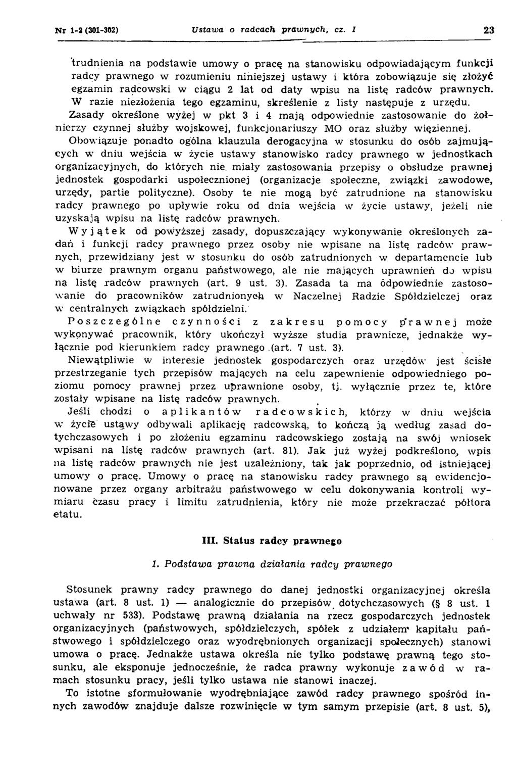 N r 1-2 (301-392) Ustawa o radcach praw nych, cz.