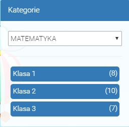 Po wybraniu klasy wyświetlą się dostępne kategorie