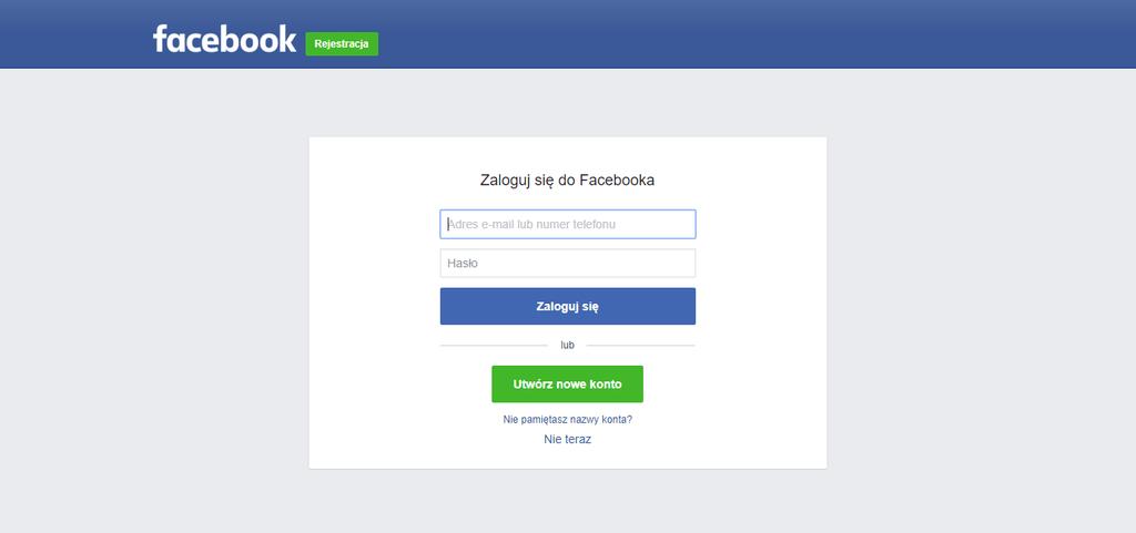 Logowanie poprzez Facebook W celu zalogowania się przez Facebook klikamy w przycisk: Aplikacja przeniesie nas do strony logowania Facebooka (w przypadku gdy