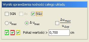 Stąd w programie nie ma możliwości wymiarowania układów z cięgnami, na siły wewnętrzne będące sumą sił z grup obciążeń a jedynie na siły dla jednej wybranej i zaznaczonej grupy.