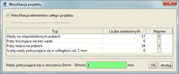 Instalowanie i uruchamianie programu nej w dolnym polu edycyjnym, za każdym razem, na bieżąco uaktualniana jest w tabelce powyżej, łącznie z ilością znalezionych w modelu prętów do usunięcia.