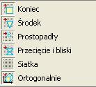 Podstawy Rys. 3.20 Włączanie i wyłączanie punktów przyciągania Pierwsze dwa z nich (siatka i węzły) zostały dokładnie omówione w poprzednich rozdziałach.