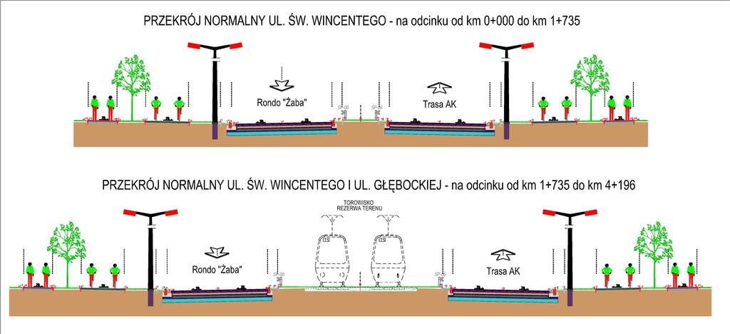 Przekroje normalne Rozwiązania projektowe mające na celu ochronę środowiska naturalnego System oczyszczania wody spływającej z jezdni, wody opadowe zostaną odprowadzone z jezdni poprzez wpusty