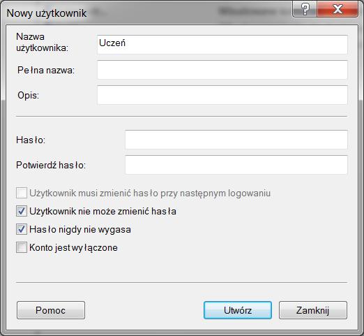 14 2. SYSTEM OPERACYJNY WINDOWS Ostatnim sposobem zakładania kont użytkowników jest wykorzystanie wiersza polecenia (ang. command line).