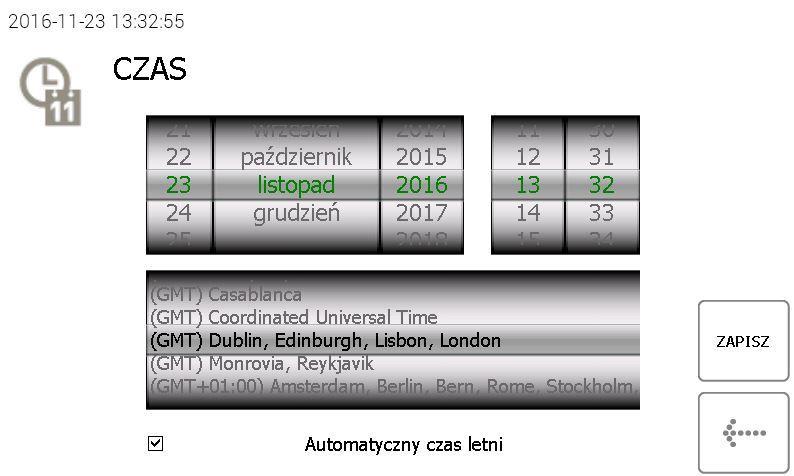 4.9 CZAS Tutaj możesz ustawić datę i czas systemowy. 1. Z menu administracyjnego wybierz Data i czas. 2.