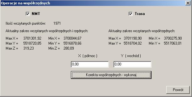 Korekta współrzędnych - umoŝliwia