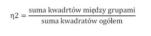 Jeśli nie ma efektu oddziaływania to F=1, im większy efekt oddziaływania czynnika tym większe F Miara siły związku miedzy zmienną niezależna a zależną O,01 efekt mały (1% wyj. war.