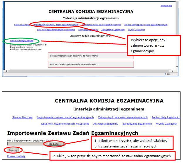 2. Importowanie zestawu zadań