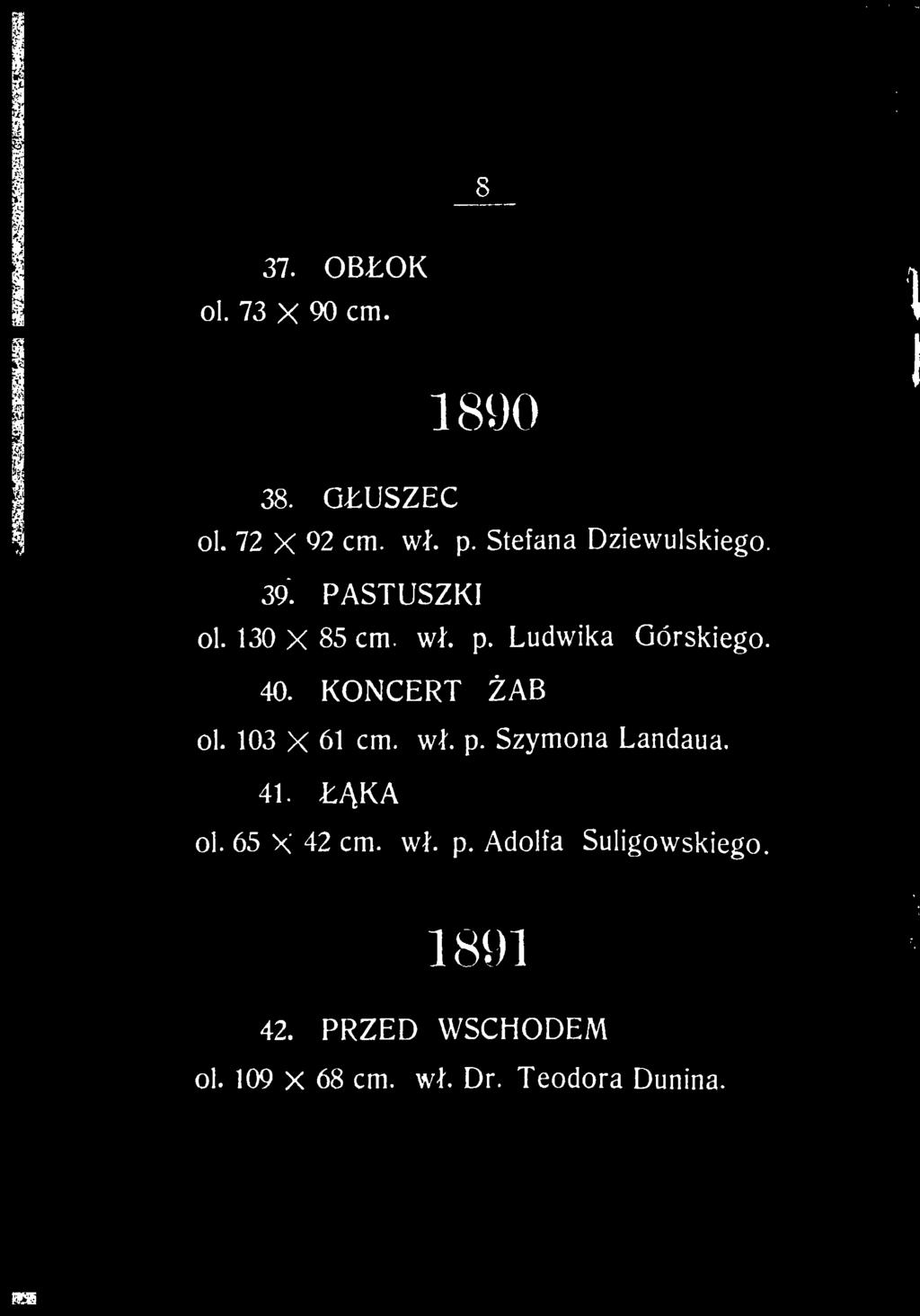 40. KONCERT?AB ol. 103 X 61 cm. w?. p. Szymona Landaua. 41.??KA ol. 65 X 42 cm. w?. p. Adolfa Suligowskiego.