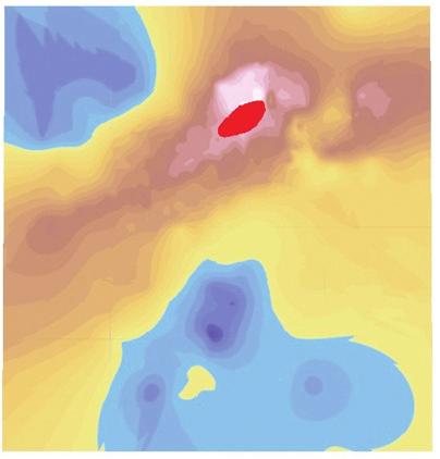 Fig. 7. A digital terrain model of the cemetery at Paprotki kolonia site 1 and its vicinity. The lake s water level is about 97.8 metres above sea level (drawn by M. Wardyński, A. Majka).