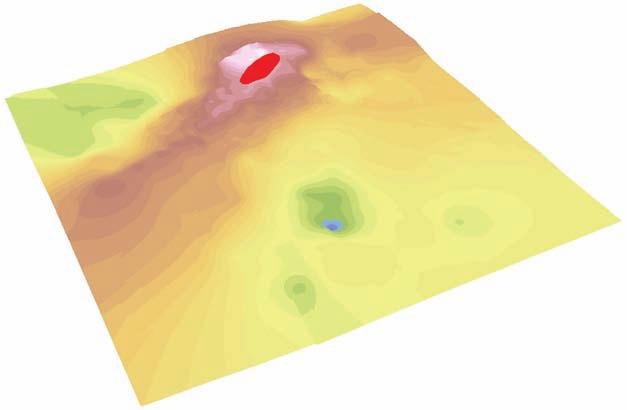 The lake s water level is about 97.07 metres above sea level (drawn by M. Wardyński, A. Majka). The area of the cemetery is marked by a red oval spot.