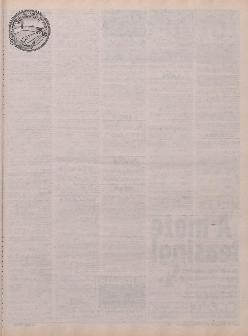 CZĘŚCI ZAMIENNE DO SAMOCHODÓW AUDI, VW, OPEL MERCEDES, BMW czynne: pon.-pt. 80Q-1800, sob. 8 00-15 00 bcrdach. na białych tablicach - 1.000 DEM. Żary. tel. 068/74-88-89 FORD FIESTA. 1984 r.. 103 tys.