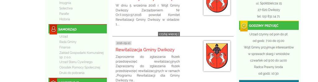 internetowej Gminy Dwikozy w specjalnie utworzonej zakładce Program