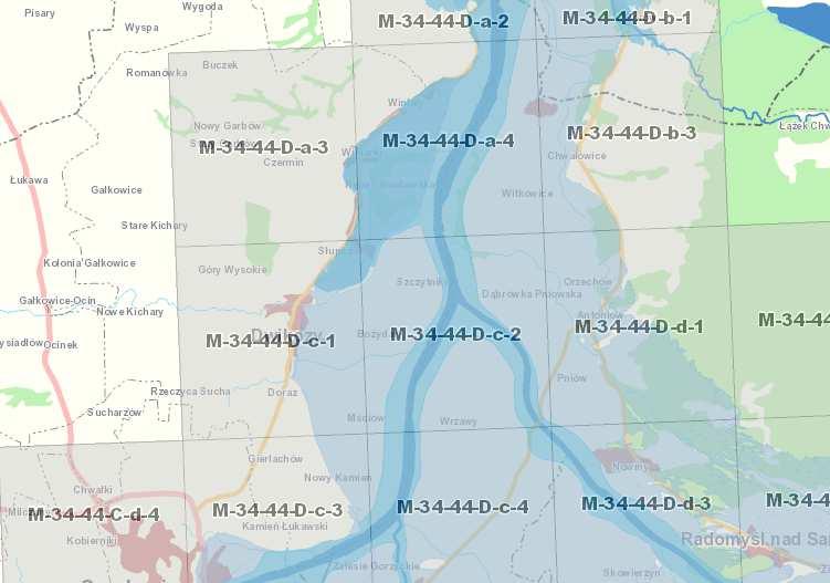 Mapa nr 6 Obszary zagrożenia powodziowego na terenie gminy Dwikozy Źródło: http://mapy.isok.gov.