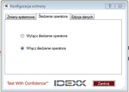 Konfiguracja ochrony monitorowanie pracy poszczególnych użytkowników programu Funkcja Śledzenie operatora jest domyślnie włączona.