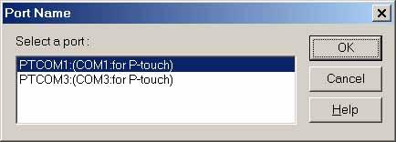 2 Funkcje zaawansowane lub PTCOM2:, jeśli PT-9600 jest podłączone do portu COM2, a następnie kliknij przycisk Next. (W systemie Windows Me, 2000 i XP wybierz port dodany w kroku d.