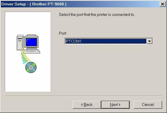 Jeśli port P-touch (PTCOM) już został zainstalowany, kliknij przycisk Next i kontynuuj od kroku e poniżej.
