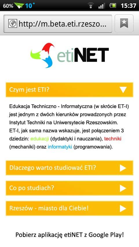 314 Rys. 3. Zrzut ekranu mobilnej wersji strony dla kandydatów MODUŁ 2 studenci Studenci, którzy zechcą mieć dostęp do dodatkowych materiałów, będą musieli przejść proces rejestracji w serwisie.