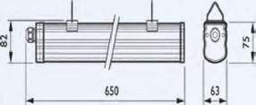 Najważniejsze cechy: Kod klasy szczelności IP65 Współczynnik IK08 Wersje 650 mm, 675 mm, 1250 mm, 1275 mm, 1550 mm i