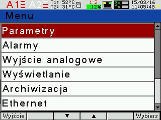obsłudze, intuicyjne menu; pasek informacyjny: kolejność faz, wyjścia alarmowe, pomiar
