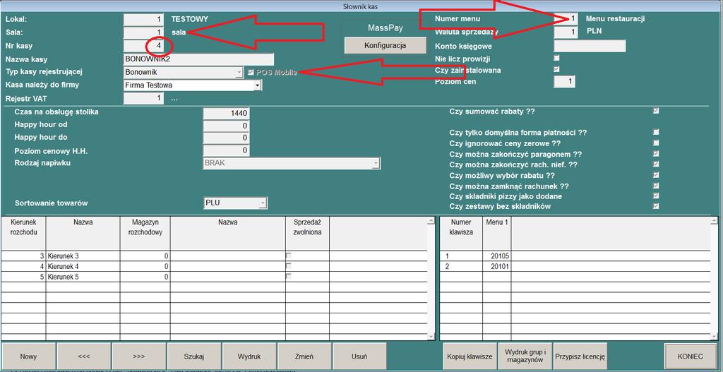 W celu poprawnego działania systemu jedną z kas należy skonfigurować jako serwer bonowników oraz przypisać salę do tej kasy. 2.