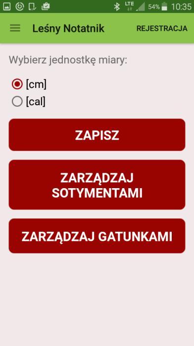 4.2 Przygotowanie do pomiarów Należy przejść do ustawień i określić jednostki miary oraz sortymenty i gatunki, które będziemy mierzyli.