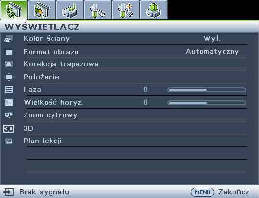Używanie menu Projektor wyposażony jest w menu ekranowe OSD, które umożliwia wykonywanie różnych regulacji i dopasowywania ustawień.