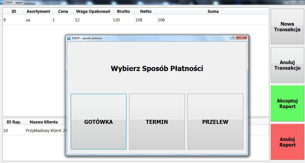 3.0.5 Edycja transakcji Edycja transakcji jest możliwa poprzez podwójne kliknięcie poszczególnych komórek transakcji w tabeli okna raportu.