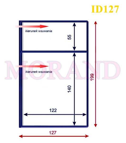 zewnętrzny: 127x199 mm Wymiar wewnętrzny: 122x55 mm i 122x140 mm 2 kieszenie Zamówienie