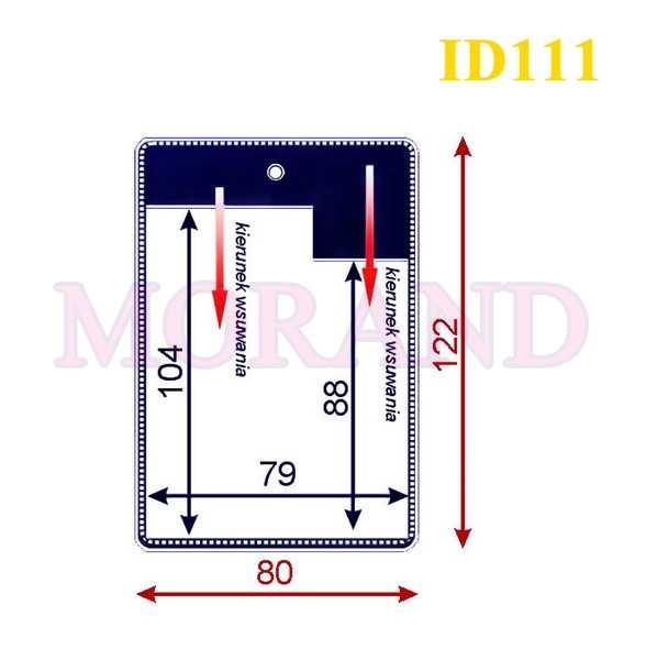 Wymiar zewnętrzny: 80x122 mm Wymiar wewnętrzny: 79x104 mm i 79x88 mm 2 kieszenie, obustronna Zamówienie min.