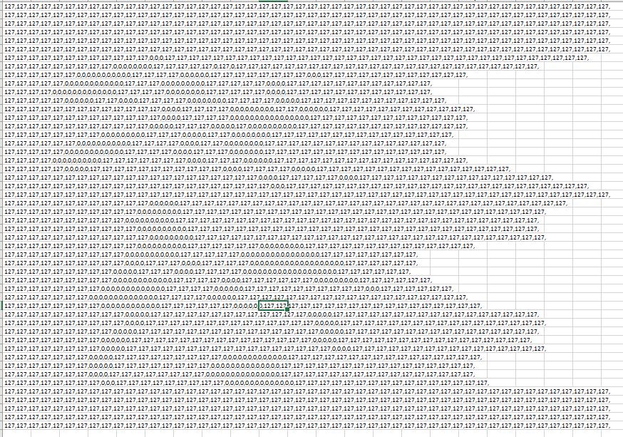 Poniżej mapa pikseli obrazu w programie excel bez