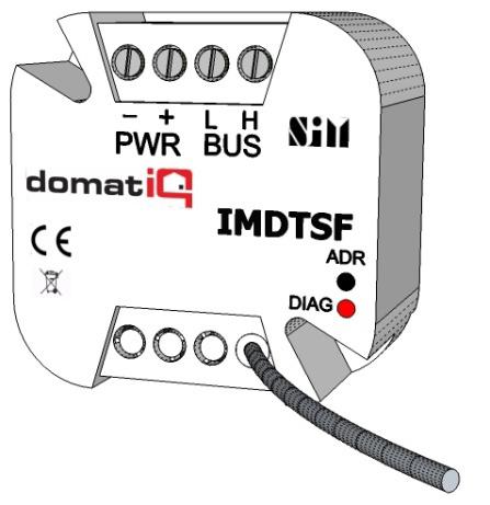 Katalog modułów SENSORY IMDTS/F Moduł regulatora temperatury Moduł regulatora i pomiaru temperatury, do montażu w puszce instalacyjnej podtynkowej Ø 60 (puszka głęboka) Służy do pomiaru i regulacji