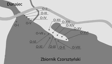 MATERIAŁ I METODYKA BADAŃ Próbki osadów dennych pobrano w rejonie cofki Zbiornika Czorsztyńskiego, w pobliżu miejscowości Dębno, przy ujściu rzeki Dunajec do zbiornika (rys. 1).