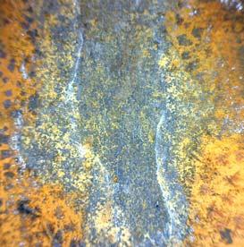 The surface of samples of steel with a pearlitic structure after the anticorrosion test: corrosion layer, metallic surface Rys. 7.