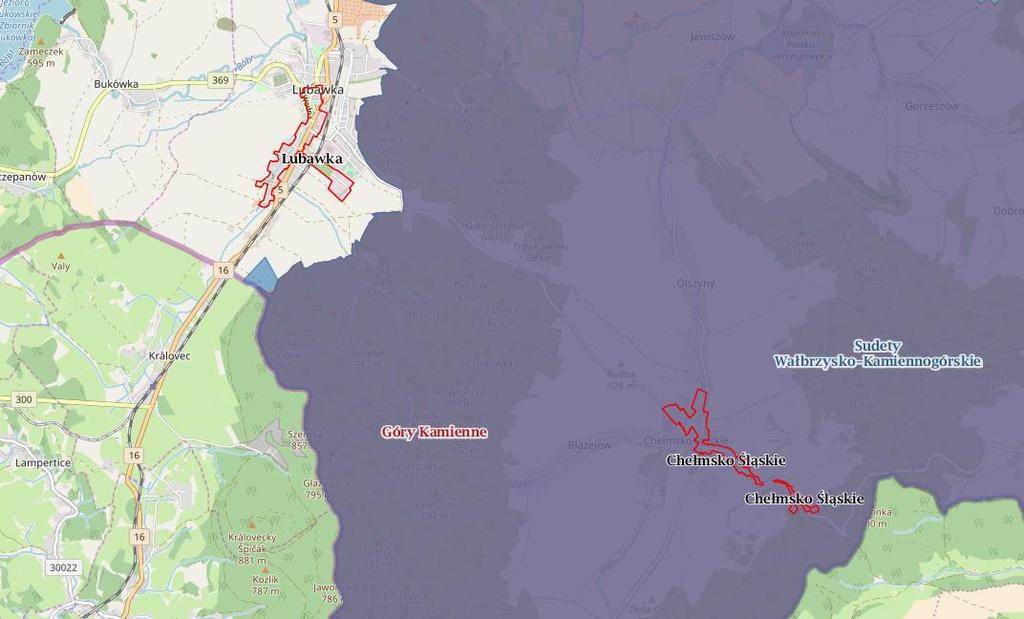Mapa. Lokalizacja obszaru rewitalizacji w stosunku do najbliższych obszarów Natura 2 [źródło: http://geoserwis.gdos.gov.