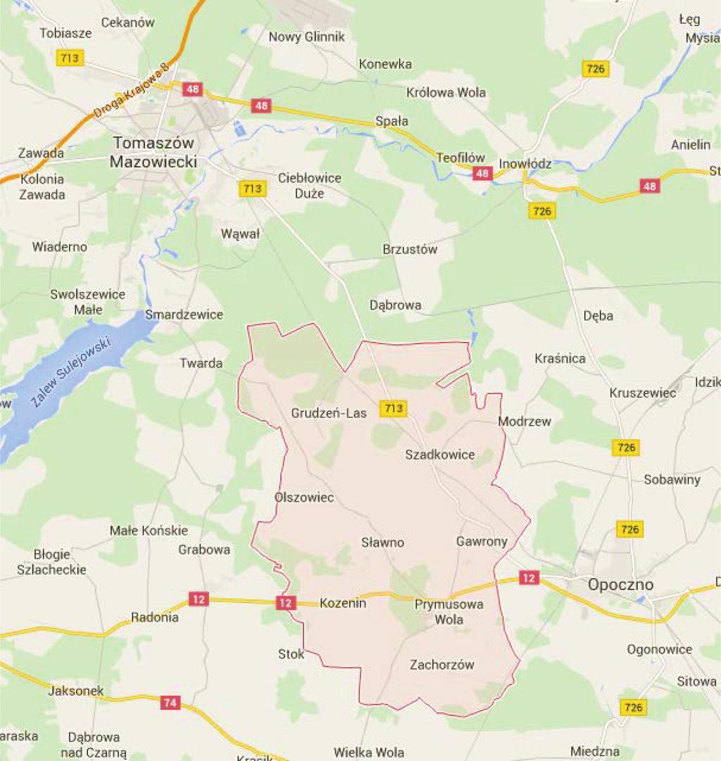Monika Mika, Przemysław Leń Źródło: Google maps Rysunek. 2 Położenie gminy Sławno Figure 2.